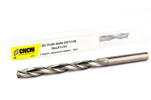 Сверло твердосплавное по металлу 6 мм DC5100-0600 ц/х