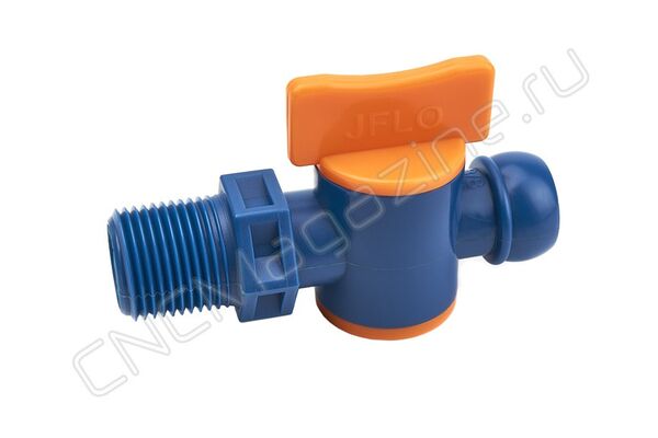 Вентиль запорный резьбовой для подачи СОЖ 3/8" - G3/8 (3207) синий