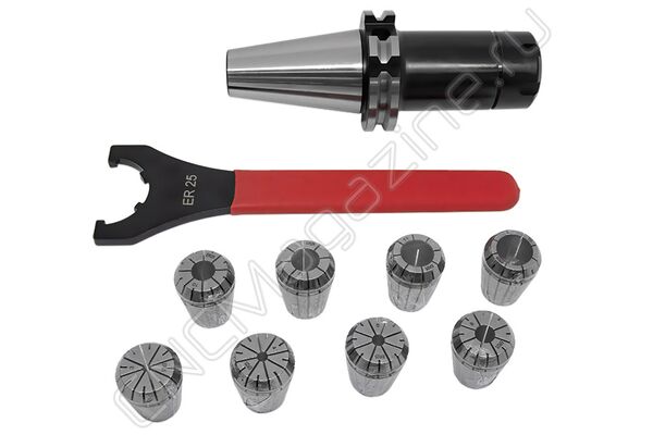 SK40-ER25-100 8PCS Патрон с набором цанг 8 шт (d3/4/5/8/10/12/14/16 мм)