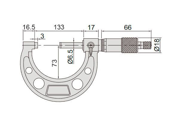 3210-125A Микрометр гладкий МК 100-125 с делением 1 мкм, 0.001 мм, Тип Б