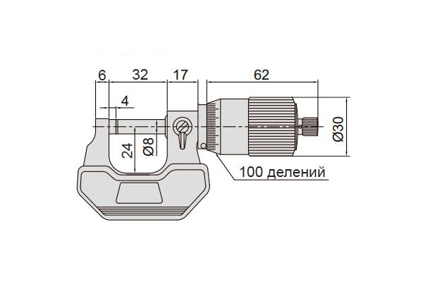 3208-25B Микрометр с быстрой подачей 0-25 мм, 0.01 мм