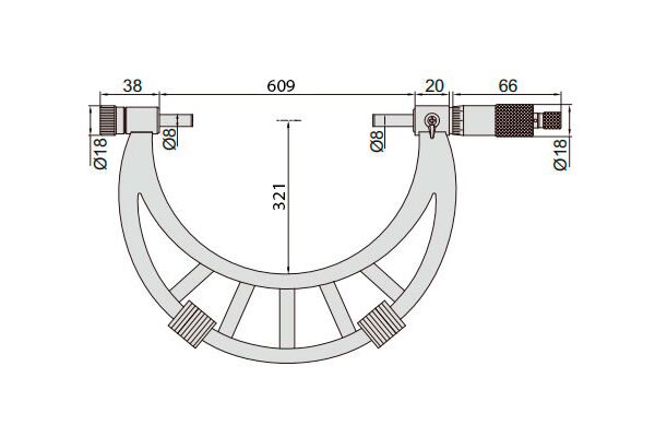 3206-600 Микрометр со сменными штоками МК 500-600 мм, 0.01 мм